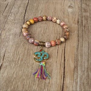 Inlaid turquoise OM Gemstone bracelet